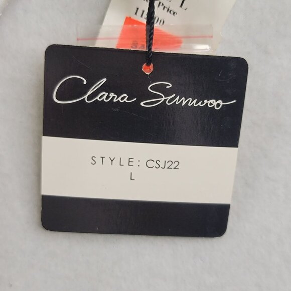 Clara Sun Woo Womens White Short Sleeve Button-Up Blouse L New w/Tags - Picture 3 of 11